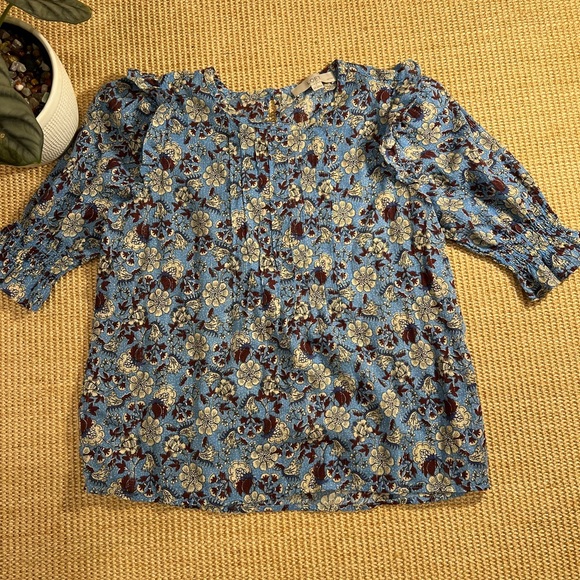 Blue Flower pattern LOFT Blouse - Picture 5 of 5